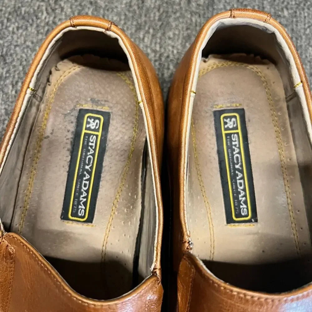 Stacy Adams Men's Dress Shoes Sz 10M Cognac Brown Leather Slip On Loafers Danton
